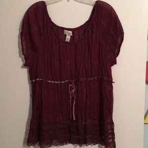 Lane Bryant Venezia top burgundy